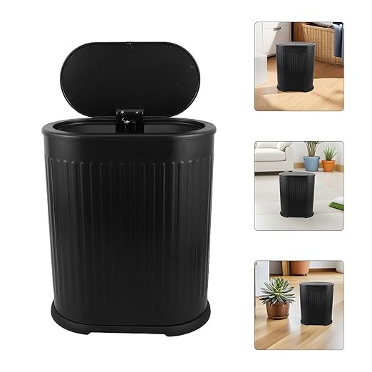 BESPORTBLE Bathroom Trash Can with Odor-Sealing Press Top Lid Narrow Slot Plastic Garbage Bin for Toilet Bedroom Living Space-Saving Stylish Wastebasket for Compact Areas