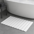 Premium Foldable Stone Bath Mat - Ultra Absorbent Quick Drying Compact Easy to Store &amp Clean Non-Slip Diatomaceous Earth Bath Shower Mat (White)