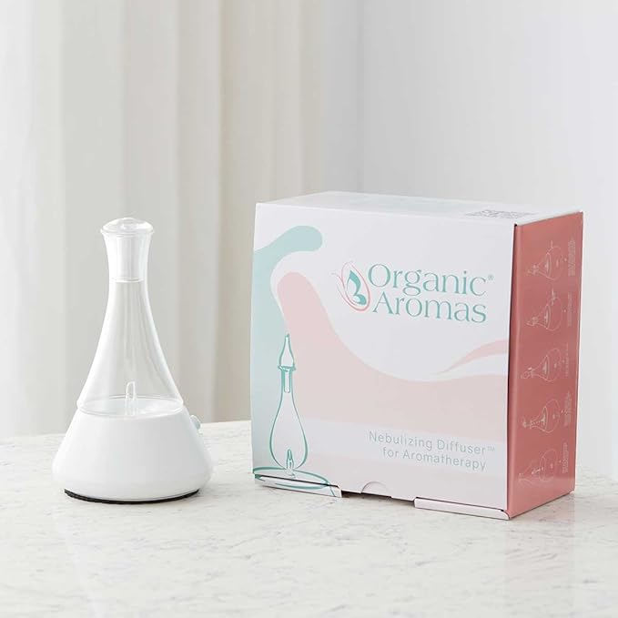 Opulence - Nebulizing Diffuser for Essential Oil/Aromatherapy with White Ceramic Base and Touch Sensor Light Switch - Premium Home &amp Professional Use - No Heat No Water No Plastic …
