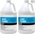 (2 Gallons) Glass and Window Cleaner | 128 Fl Oz 2 Jugs Ammonia Free Glass Cleaner Unscented Ready to Use Liquid Blue