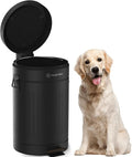 PAWZIDEA Dog Poop Trash Can Outside Odor Control 3.1 Gallon Outdoor Trash Can with Lid Waterproof Pet Waste Disposal Container Small Poop Bin Step Garbage Can 7.8in Activated Carbon Filter Black