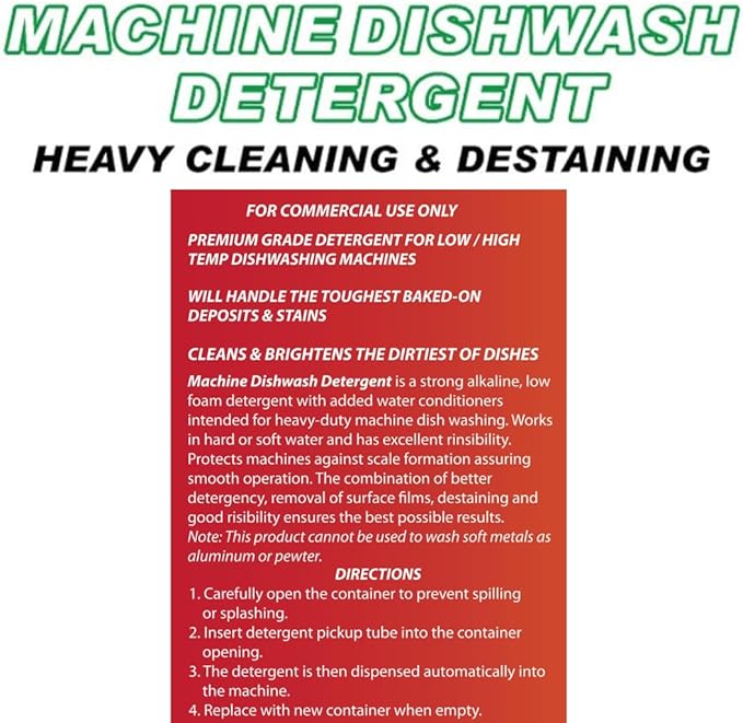 Quality Chemical Heavy Duty Liquid Alkaline Commercial Dishwasher Detergent - Industrial-Grade Formula Dissolves Food Stains Grease Grime and Residue - No Pre-Rinse Needed - Ready-to-Use 128oz
