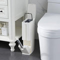 Slim Bathroom Trash Cans with Lid 4.4 Inches Wide/0.7 Gallons(3 Liters)Small Narrow Lidded Bathroom Trash Can with Toilet Brush for RV CamperTiny Garbage Can Rv Accessories for Inside(White)