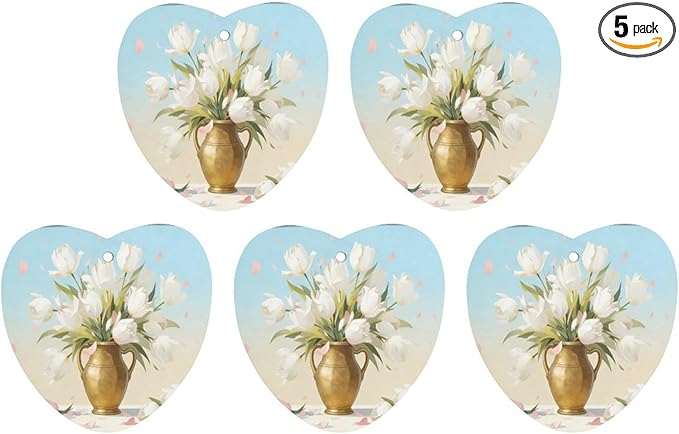 5PCS Car Air Freshener Hanging Personalized Double Sided White Tulip Car Fresheners Long Lasting New Cars Scents Cute Automotive Freshies for Closets Drawers (tea)