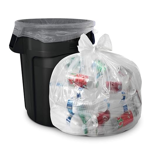 Aluf Plastics 33 Gallon 2 MIL Thick Clear Heavy Duty Trash Bags - 33 x 39 - Pack of 100 - For Recycling Kitchen Contractor &amp Outdoor