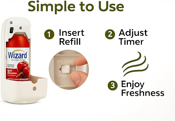 Wizard Automatic Spray Refill – Apple Cinnamon 5 oz (12 Pack) | Compatible with Air Wick Freshmatic &amp Glade Dispensers | Long Lasting Odor Neutralizer for Home &amp Office