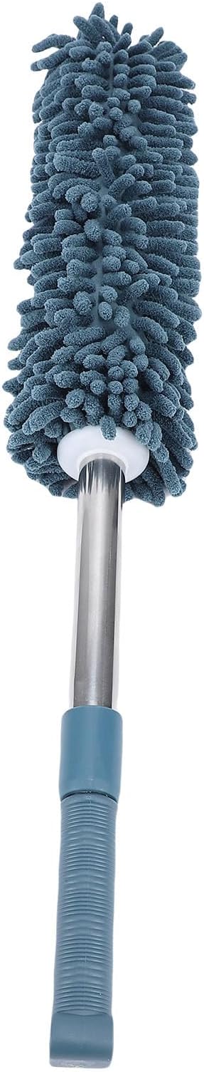 Telescopic Duster with electrostatic adsorption Soft 60 to 80 cm Washable with Flexible Corner Brushes for Easy dust Removal (Navy Blue)