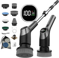 WKY-G3-Electric Spin Scrubber - Upgraded 10-in-1 IPX7 Waterproof Shower Cleaner Brush Retractable Handle &amp 2-Speed for Toilet Bathroom Bathtub Tile Floors Black