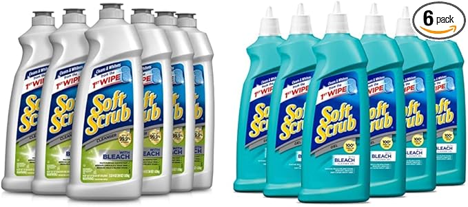 Soft Scrub Antibacterial Cleaner with Bleach Surface Cleanser 36 Ounce Pack of 6 and Soft Scrub Gel with Bleach Cleaner 28.6 Ounces (Pack of 6)