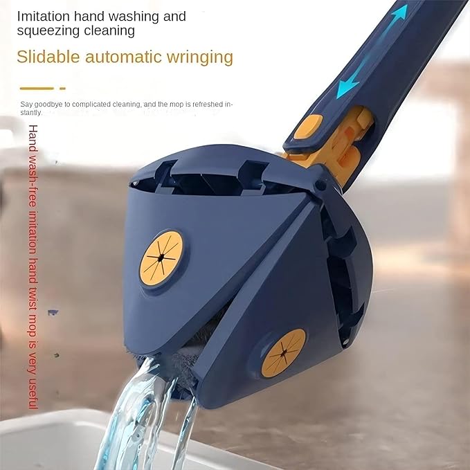 360° Rotating Adjustable Cleaning Mop Triangle Cleaning Mop with Automatic Water Squeezing Telescopic Rotating Walls Ceilings Windows 12027(W)