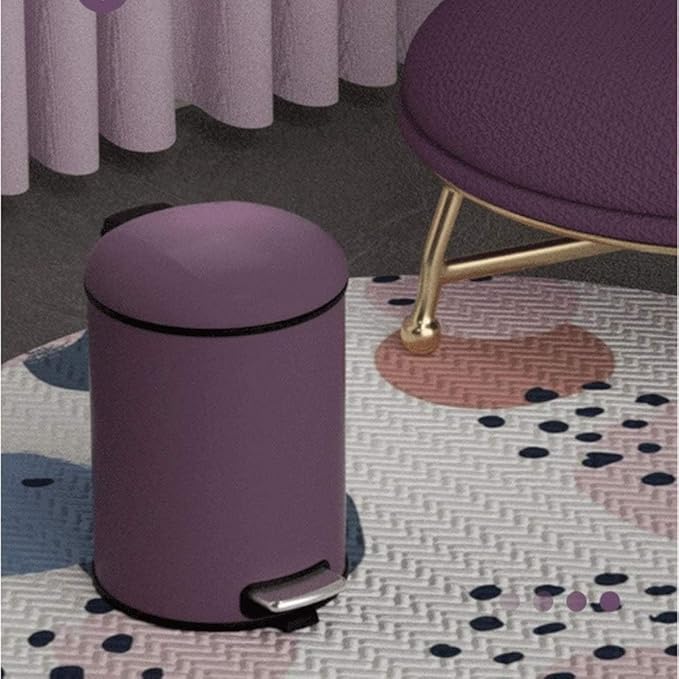 NOLLAM Bote Fog Purple Trash Can w/Lid Stainless Steel Foot-Operated Waste Paper Basket Blocking Smell Indoor Garbage Can for Hotel/Home/Bedroom/Kitchen Kitchen Office