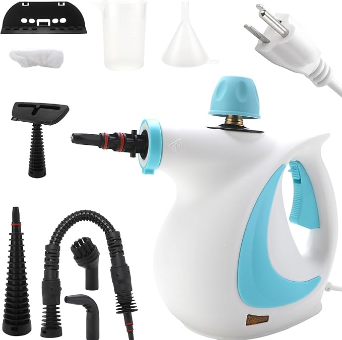 Natural Steam Cleaner Steam Cleaner Pressurized Handheld Steam Cleaner Portable Steam Cleaner Handheld High Pressure Multi-Purpose Steamer for Mattress Car Detailing Kitchen Bathroom(Blue)