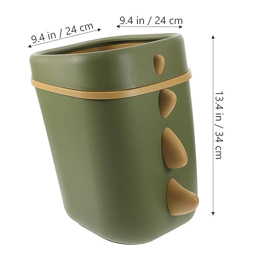 Cartoon Dinosaur Trash Can Large Capacity Green Wear-Resistant Wastebasket for Room and Home Office Storage