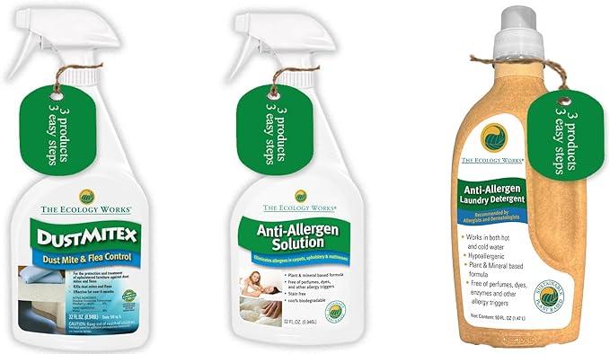 Complete Home Allergen Kit| Dust Mite Killer Allergen Spray and Anti Allergen Laundry Detergent Trio