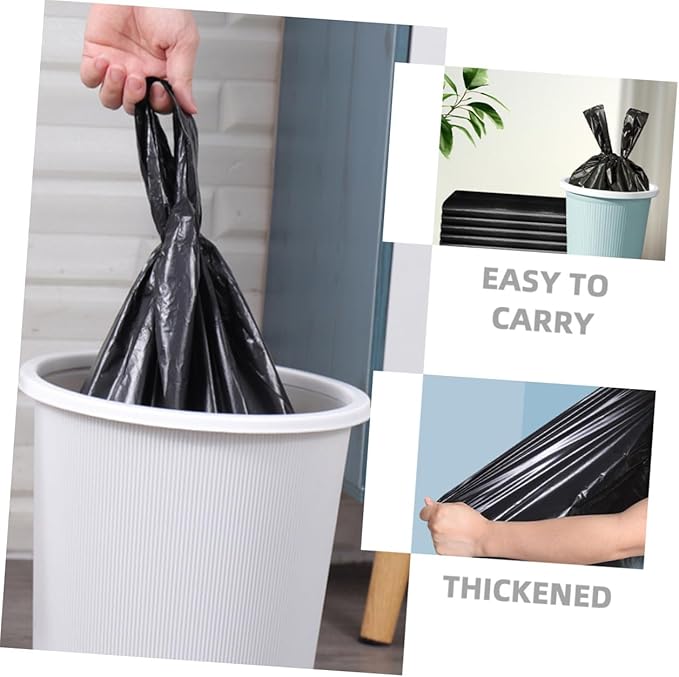 200pcs Thickened Plastic Trash Bags Large Capacity Garbage Liners for Kitchen Bathroom Home Office Leak-resistant Black Plastic Waste Bags for Everyday Use