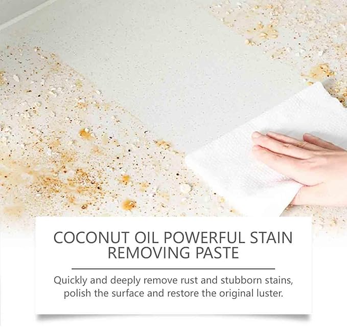 Multi-Purpose Powerful Cleaner for KitchenCoconut Oil Natural CleanserCleaning PastePolishing PasteHeavy Duty DegreaserCookware Cleaner for FaucetsTilesMicrowaveOvenStove Top (2pcs)