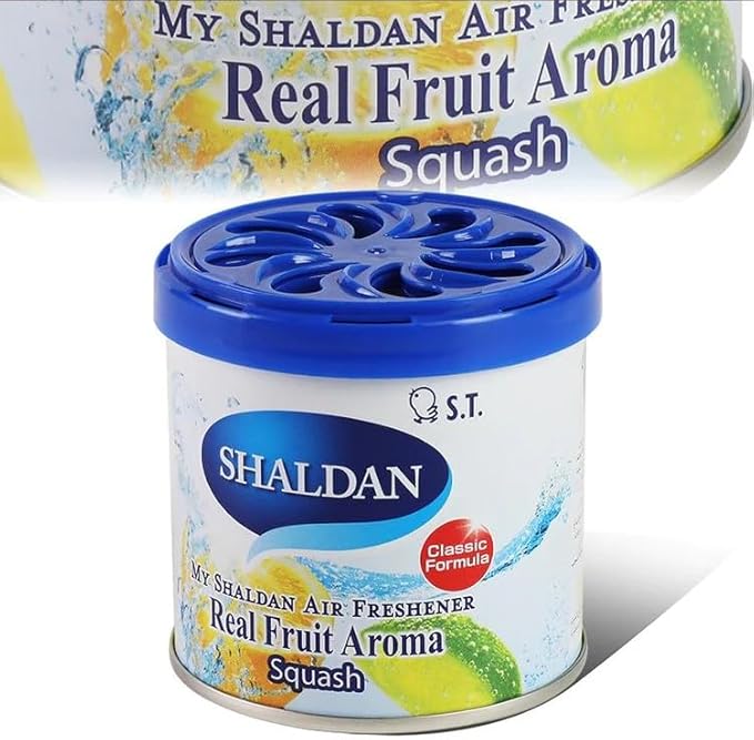 My Shaldan 6 pack Assorted Scent Car Air Freshener (Apple Lemon Lime Peach Orange Squash Scents) and Black Ice Little Tree