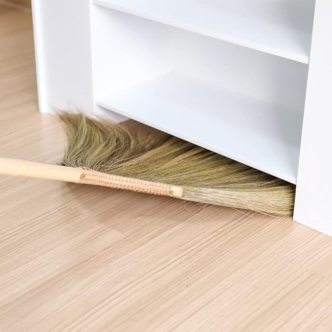 SKENNOVA - Hand Crafted Broom - Traditional Natural Grass Broom Bamboo Stick Handle Handmade Size 40 inch