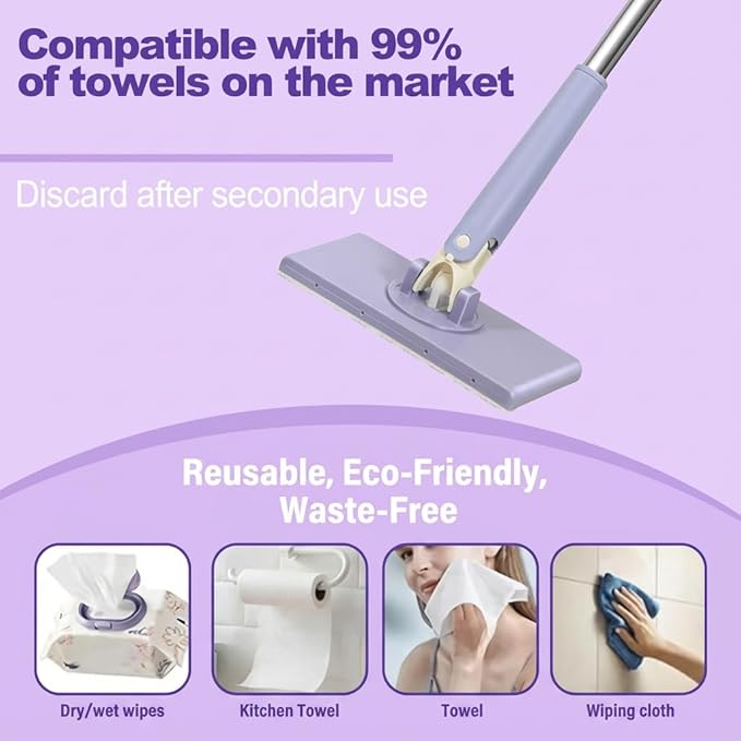 2026 Upgraded Snap Grip Mini MopZero Touch Mini Swab Automatic Cloth Changing Sponge mopRetractable Mops for Multi Cleaning for Wall Door Window（Snap Grip Mop + Cleaning Cloth*6） (White)