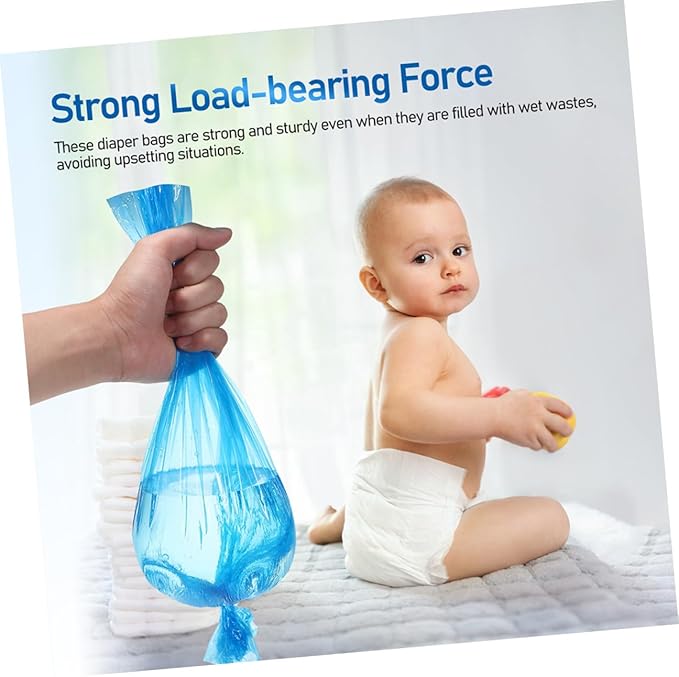 Disposable Diaper Pail Bags 5 Rolls Blue Pe Thickened Trash Bags Odor-resistant for Nursery Home Garbage and Diaper Storage 260mm X 7m
