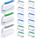 Lallisa 12 Pcs Scrub Brush for Cleaning with Handle Comfortable to Grip Heavy-Duty Flexible Stiff Bristles Scrubber Brushes Bulk for Shower Bathroom Carpet Kitchen Floor Tiles (GrayGreenBlue)