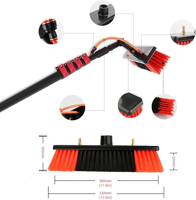 Window Cleaning Pole Water Fed Pole Kit Telescopic Brush/Extendable Cleaner Conservatory Roof Suitable for Photovoltaic Panel Cleaningtrucks Windows(3.6m)