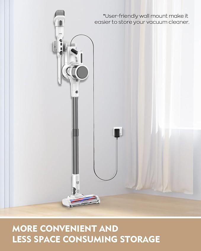 Cordless Vacuums 80000PRM Powerful Motor Vacuum Cleaner and 2200mAH Rechargeable Battery up to 35 Mins Worktime 2 Adjustable Modes Detachable Parts Wireless Stick Vacuum (Onion White)