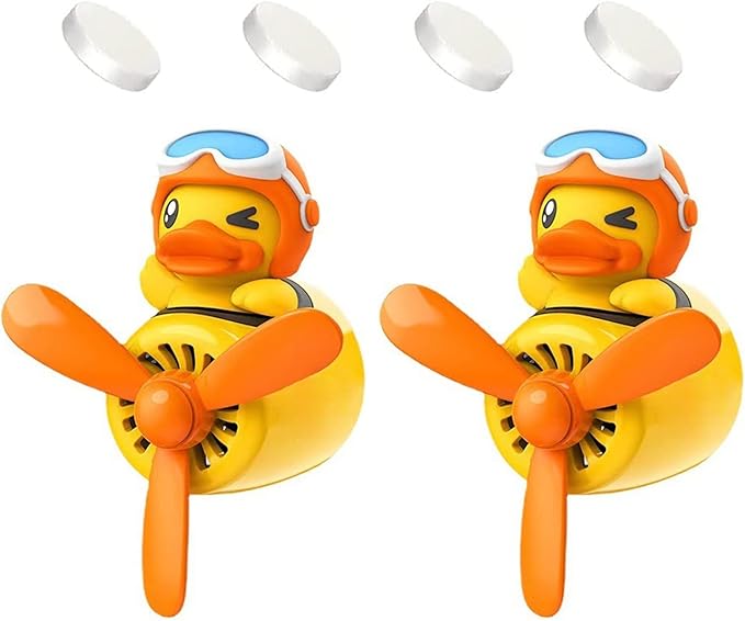 2 Pieces Car Air Fresheners Cute Bear Pilot Car Diffuser Propeller Air Outlet Vent Fresheners Suitable for Automotive Interior Decoration (duck+duck)