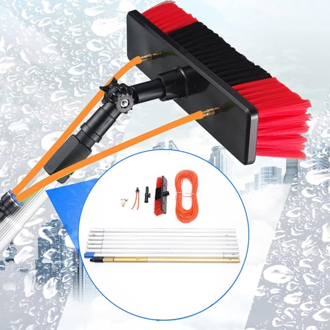 Water Fed Pole Kit Lightweight 26 Feet Pole - Window Cleaner Window Glass Solar Panel Cleaning System Washing Equipment Tool Solution