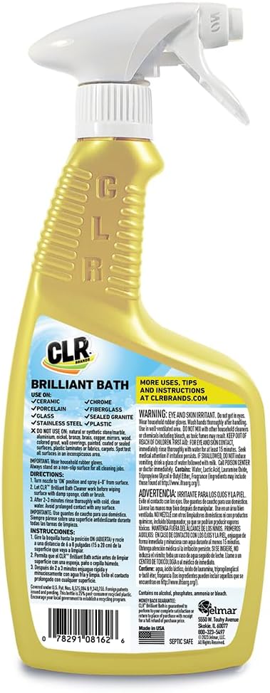 CLR Brilliant Bath Foaming Action Bathroom Cleaner Spray - For Use on Toilets Baths Showers Sinks Glass Stainless Steel - Lavender Scent 26 Ounce Bottle (Pack of 6)