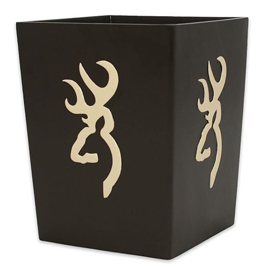 Browning Buckmark 2.5 Gallon Waste Basket Brown Hand-Painted Resin