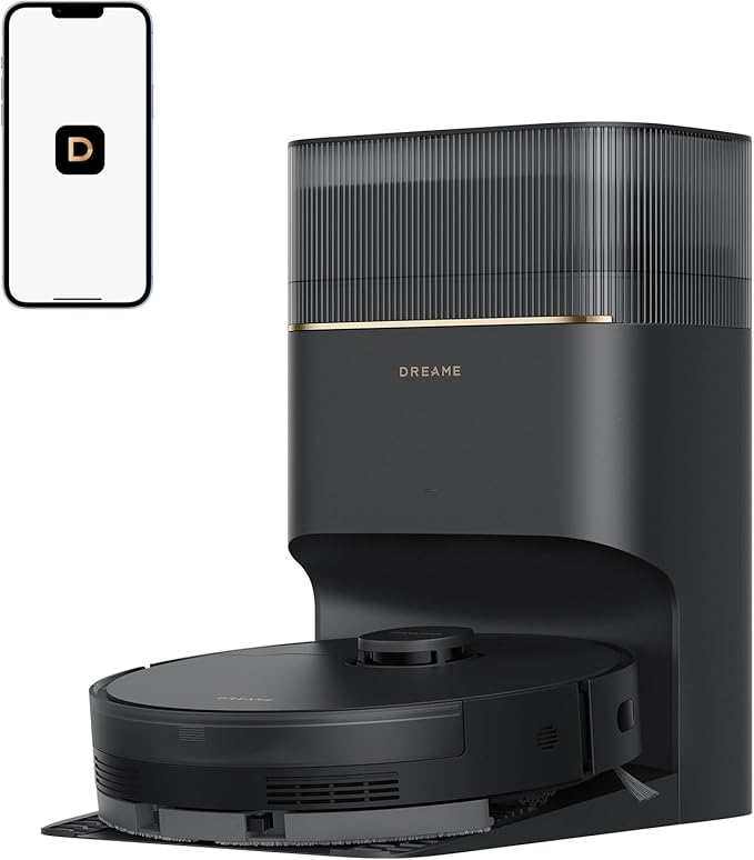 DREAME D20 Pro Plus Robot Vacuum 13000Pa Suction DuoBrush for Pet Hair Corner Cleaning Self Emptying LDS Navigation Laser Avoidance Vacuum Mop Hard Floors&ampCarpets (Black)