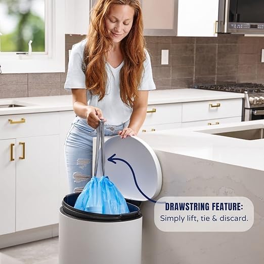 Plasticplace Simplehuman Compatible Trash Bags Bundle - Code H Blue Recycling Bags (200 Count) and Code V Kitchen Trash Bags (200 Count)