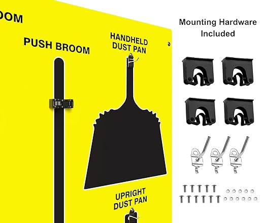 Clean &amp Sweep 5S Shadow Board/Wall Mount Broom Holder 68 x 30 Board 5S Cleaning Station - Board Only Tools Sold Separately Made in The USA by AccuformNMC Yellow/Black PSB714YLBK