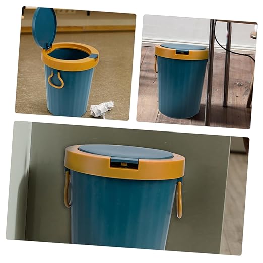 PRETYZOOM Large Wastebasket Lid Trash Can for Bathroom Office Kitchen Pp Material Easy to Use