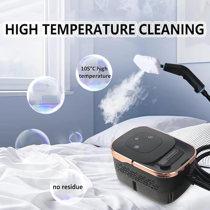 2500W Handheld Steam Cleaner 1250ML Portable Steam Cleaner 4Bar 6 Gears Adjustment 15S Preheatingfor Upholstery Bathroom Grout and Tiles Car Detailing White and Black