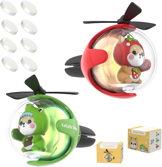 2Pcs Pilot Car Air Freshener Cute Duck Car Vent Clip Air Freshener Automotive Air Outlet Fan Diffuser Automotive Interiors Vent Decoration (Green+Red)