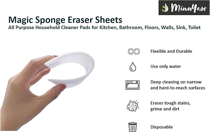 100 Pack Extra Large - Extra Thick - Super Durable Magic Sponge Eraser Sheets 7.25 x 4.5 x 0.12 | All Purpose Household Cleaner Pads for Kitchen Bathroom Floors Walls Sink Toilet