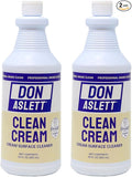 Don Aslett Clean Cream (32 Oz Bottle Pack of 2) Removes Kitchen Build-Up Bathroom Stains Soap Scum Grease | Whitening and Deodorizing Glass Stainless Steel Ceramic Surfaces and More.