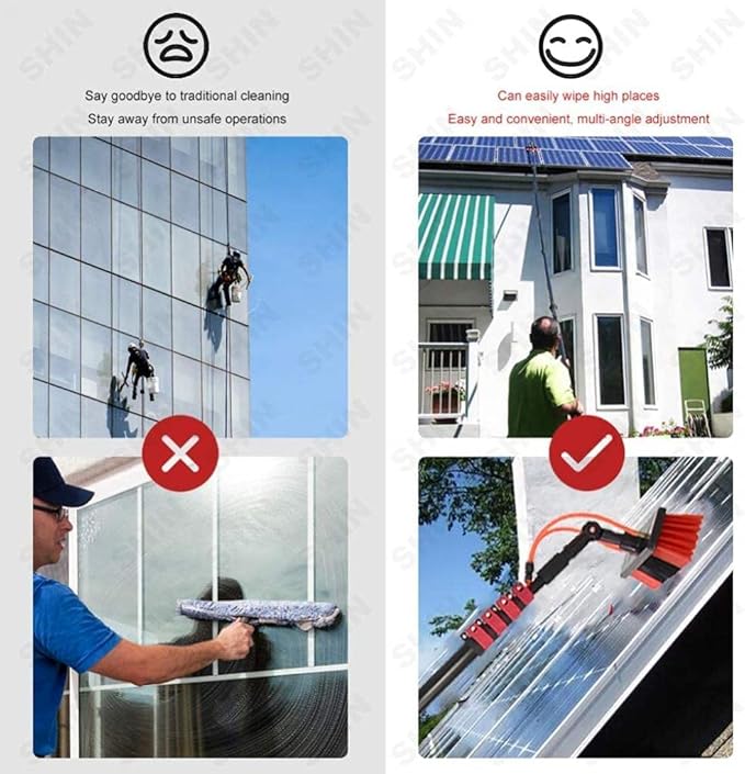 water fed pole kit window cleaning brush outdoor Window Cleaning Pole Telescopic Window Cleaning Brush Extendable Cleaner Conservatory Roof Cleaning Photovoltaic And Solar Panels