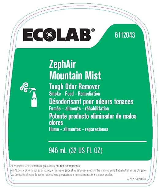 Ecolab 12043 ZephAir Mountain Mist Air Freshener Commercial-Grade Room Freshener Case of 6
