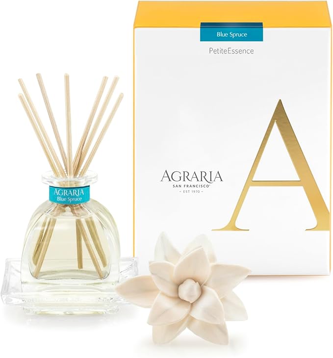 Agraria PetiteEssence Flower and Reed Diffuser Set 1.7 oz Handcrafted Sola Flower Botanical Scent Diffuser for Home Scented Oil Gift Set