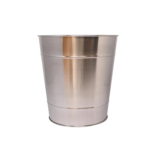 2 Gal Stainless Steel Bathroom Wastebasket – Durable Rust-Resistant Open &amp Space-Saving