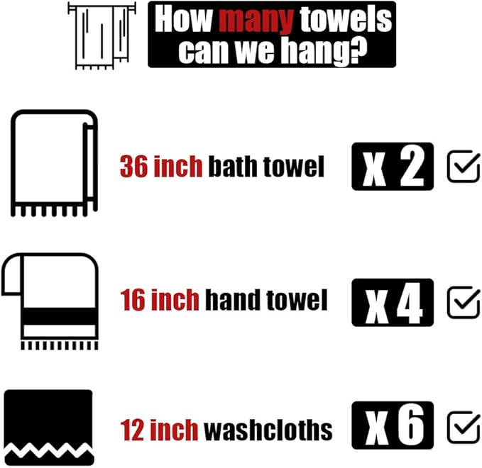 JQK Double Bath Towel Bar Brushed Gold 39 Inch 304 Stainless Steel Thicken 0.8mm Towel Rack for Bathroom Towel Holder Wall Mount Useable Length 36 Inch TB100L36-BG
