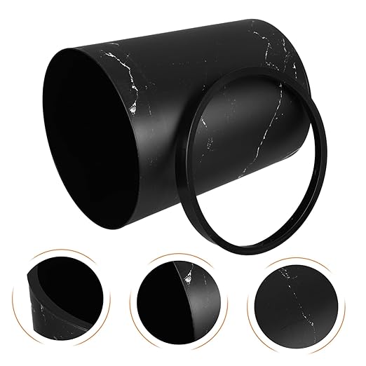 1piece Stylish Marble Waste Bin Kitchen Wastebasket Press Ring Modern Open Top Garbage Can for Bathroom Living Room