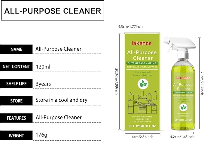 Multi-Surface Cleaner For Kitchen &amp Bathroom - Removes Grease Stains &amp Limescale - Safe For Marble Stainless Steel(3PCS)