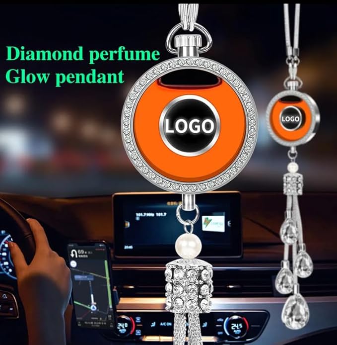 Luxury Car Air Freshener Pendant-Crystal Tassel Design with Refillable Perfume Bottle -Rearview Mirror Hanging Diffuser-Compatible with Mercedes-Benz Cars-Elegant Interior Decoration (Rose)