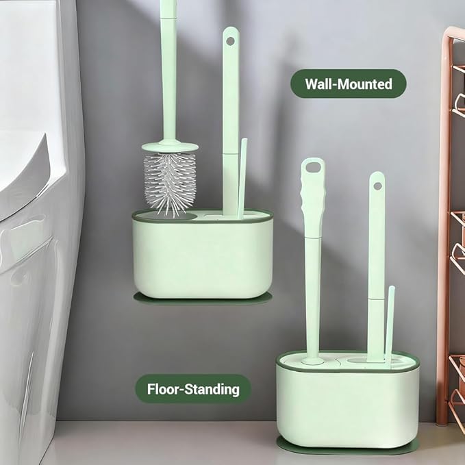 Plastic Toilet Brush Set Strawberry Green Bathroom Accessories Includes 2 Toilet Brushes &amp Holder