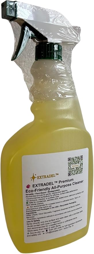 EXTRADEL™ Premium 32 oz Eco-Friendly All-Purpose Cleaner Plant-Based Essential Oil Scent Biodegradable Multi-Surface Spray