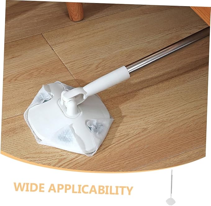DECHOUS Electrostatic Dust Mop and Dry Wiping Cloth Set Rotatable Floor Dust Broom for Hardwood and Tile Washable Triangle Mop Head for Indoor Household Cleaning